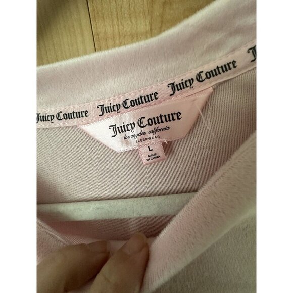 NWT Juicy Couture Large Pink Velour Rhinestone Crewneck Pullover Sweatshirt PJs - Picture 3 of 5